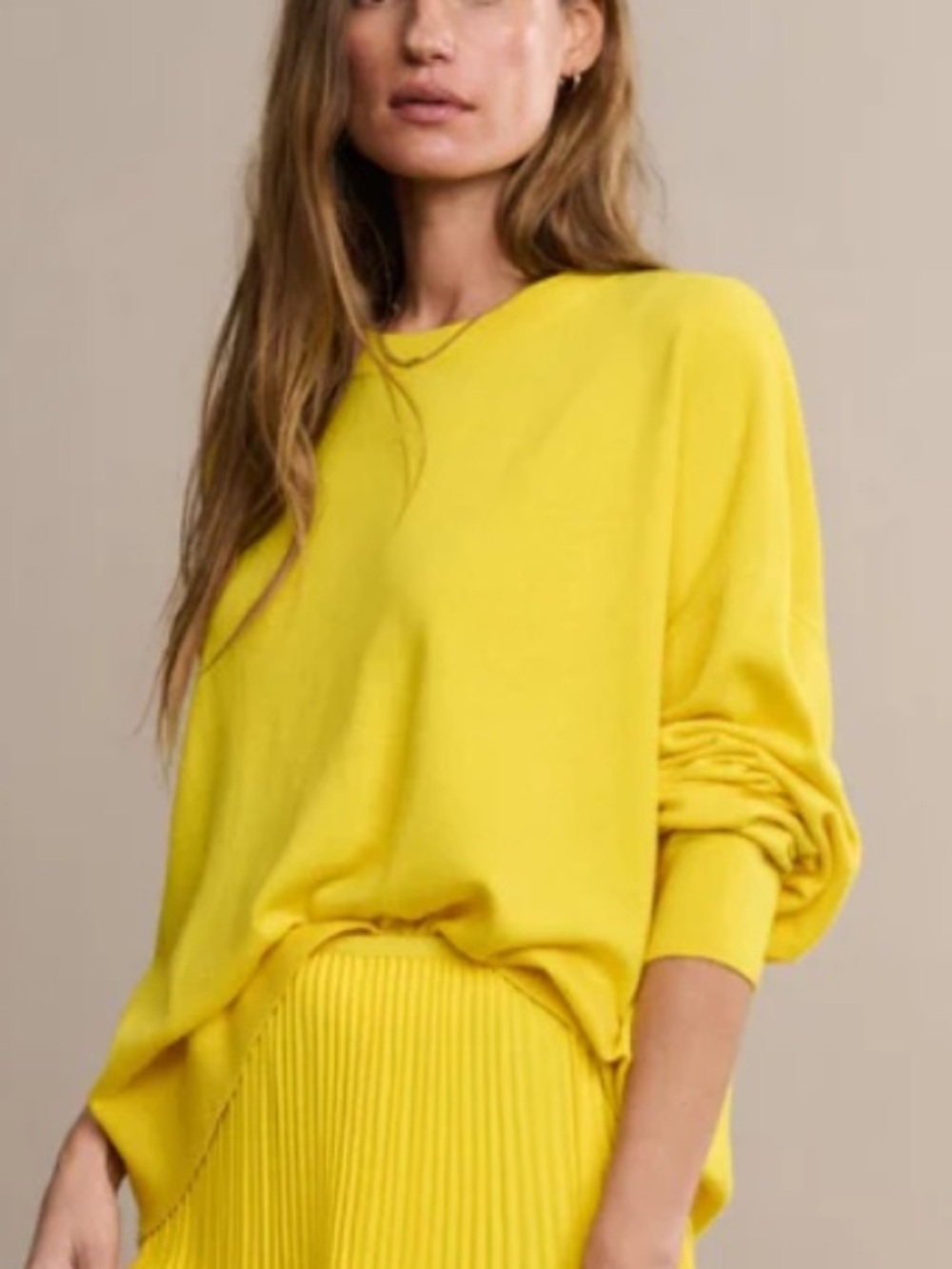 Jenni Kayne Sunny Yellow 100% cashmere  Crewneck Sweater